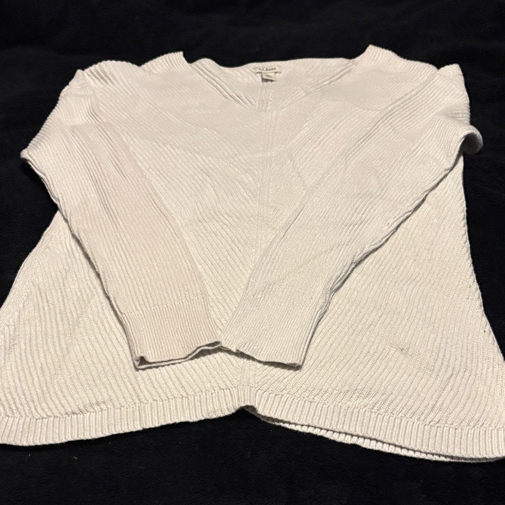 L.L. Bean Women's V-Neck Sweater - Cream